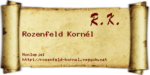 Rozenfeld Kornél névjegykártya